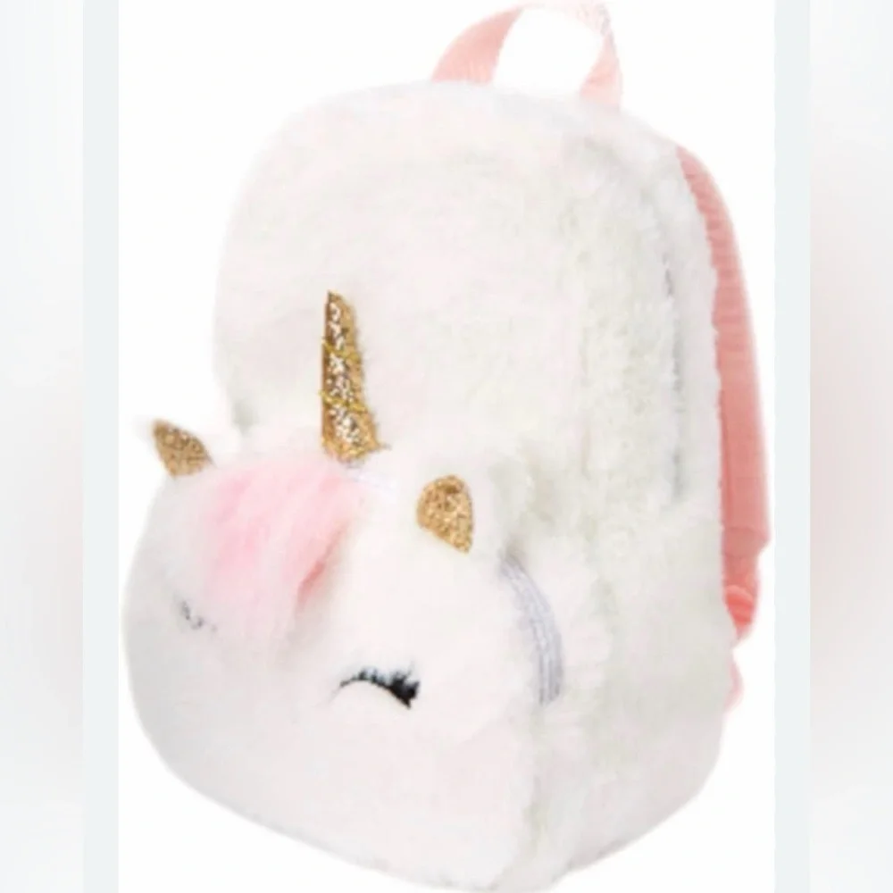 Claire’s Fuzzy Unicorn Mini Backpack